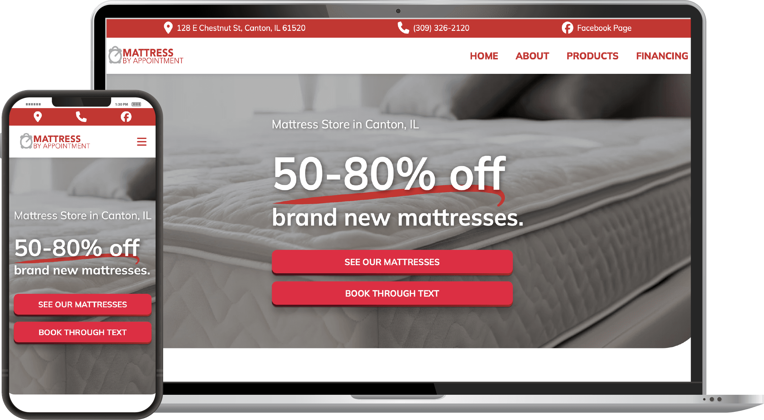 Mattress by Appointment website screen shot