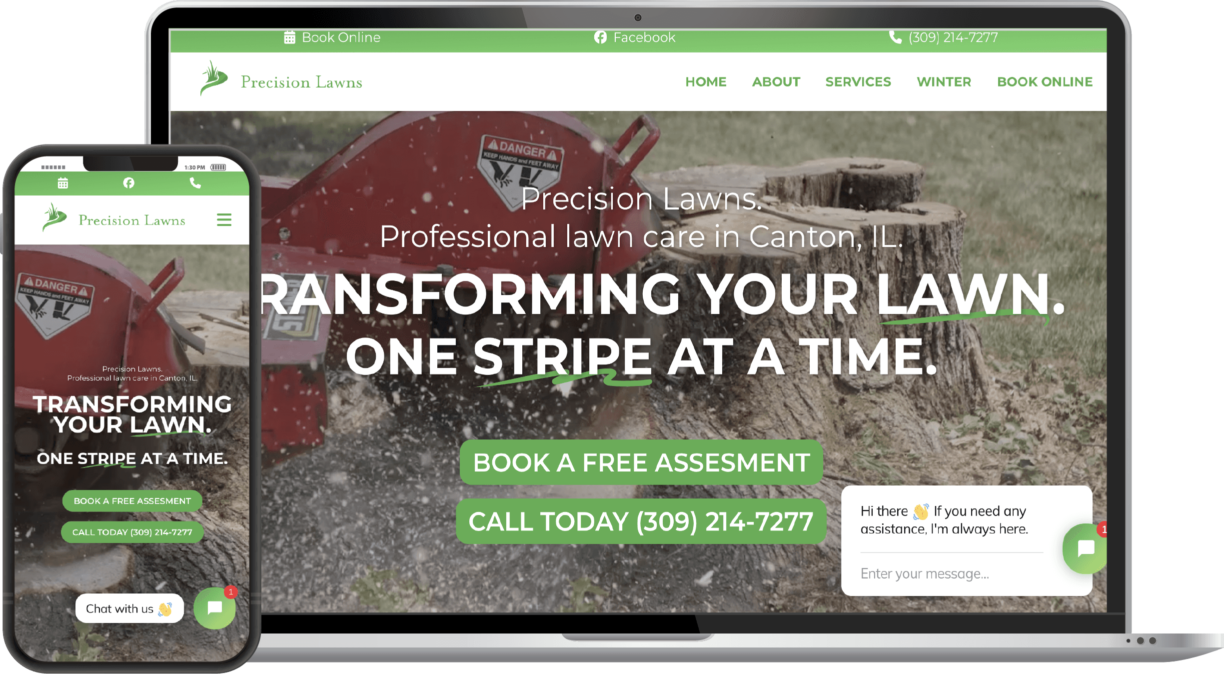 Precision Lawns website screen shot